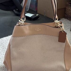 Coach Lexy Legacy Shoulder Bag in Woven Canvas and Leather